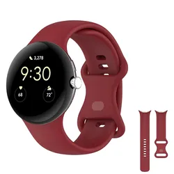 Enhanced Silicone Sport Watch Strap - Replacement Band Accessory for Pixel Watch 2 (Wine Red)