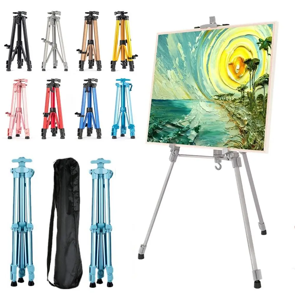 Painting & Sketch Colored Aluminium Easel Telescopic Height Durable Tripod Display Shelf Adjustable Painting Easel Shelf