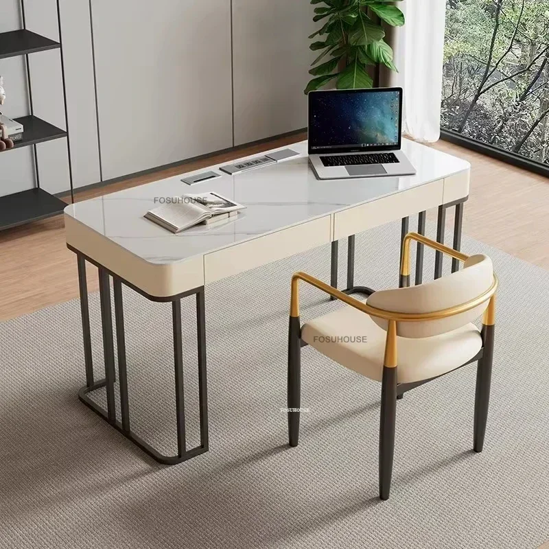 Light Luxury Office Furniture Italian Rock Board Computer Desks ...