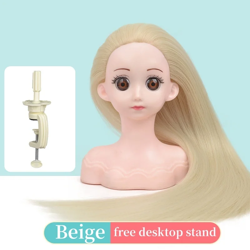 Children's Mannequin Head With Synthetic Hair For Hairstyles Braid Hairdressing Manikin Doll Head images - 6