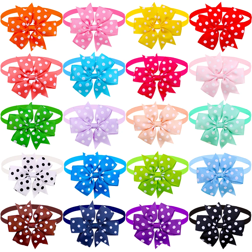 Wholesale500pcsSolidDotDogBowTiesRegularSmallDogCatBowties