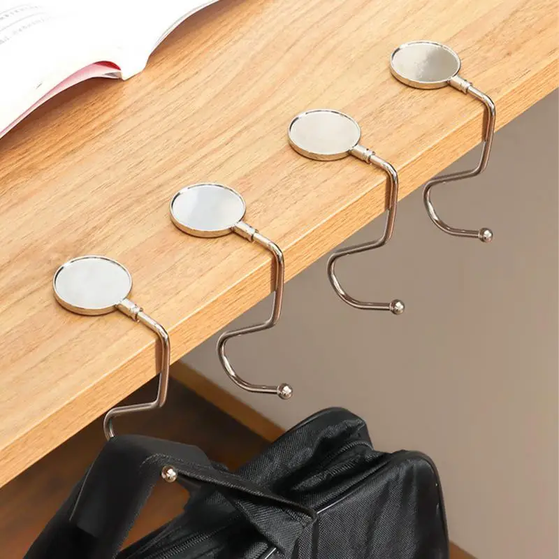 1pc Foldable Storage Holder Creative Bag Hook Handbag Hanger Folding Holder  Portable Key Ring Alloy Rack Table Hook Home Supplies DIY Accessories  Replacement, Reusable Bag Accessories, Handbag, Tote Bag, Backpack