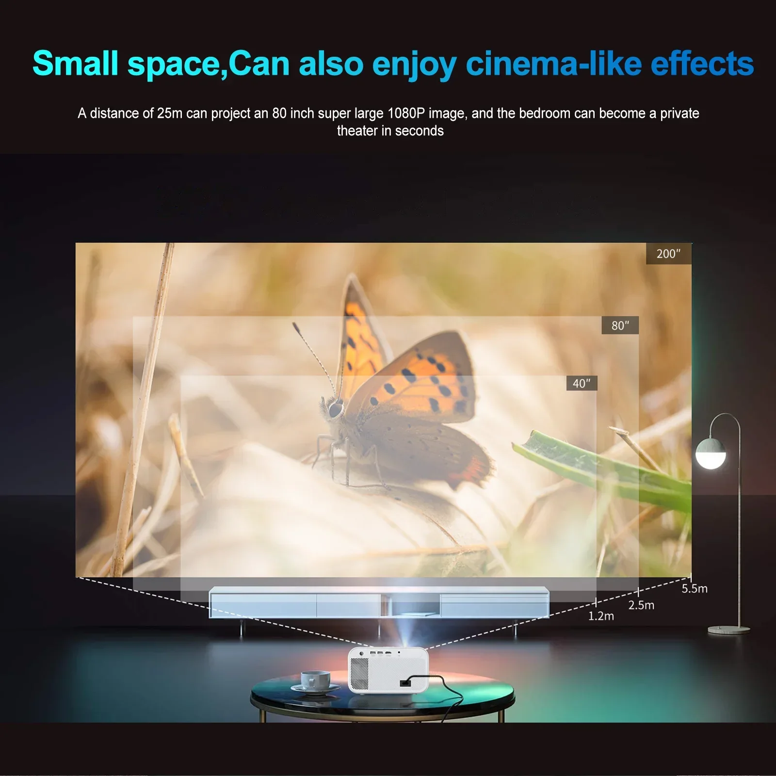 Upgraded Mini Projector Video Projector HD 1080P Supported Portable Home Projector Compatible with  HDMI,  Laptop, iPhone 6