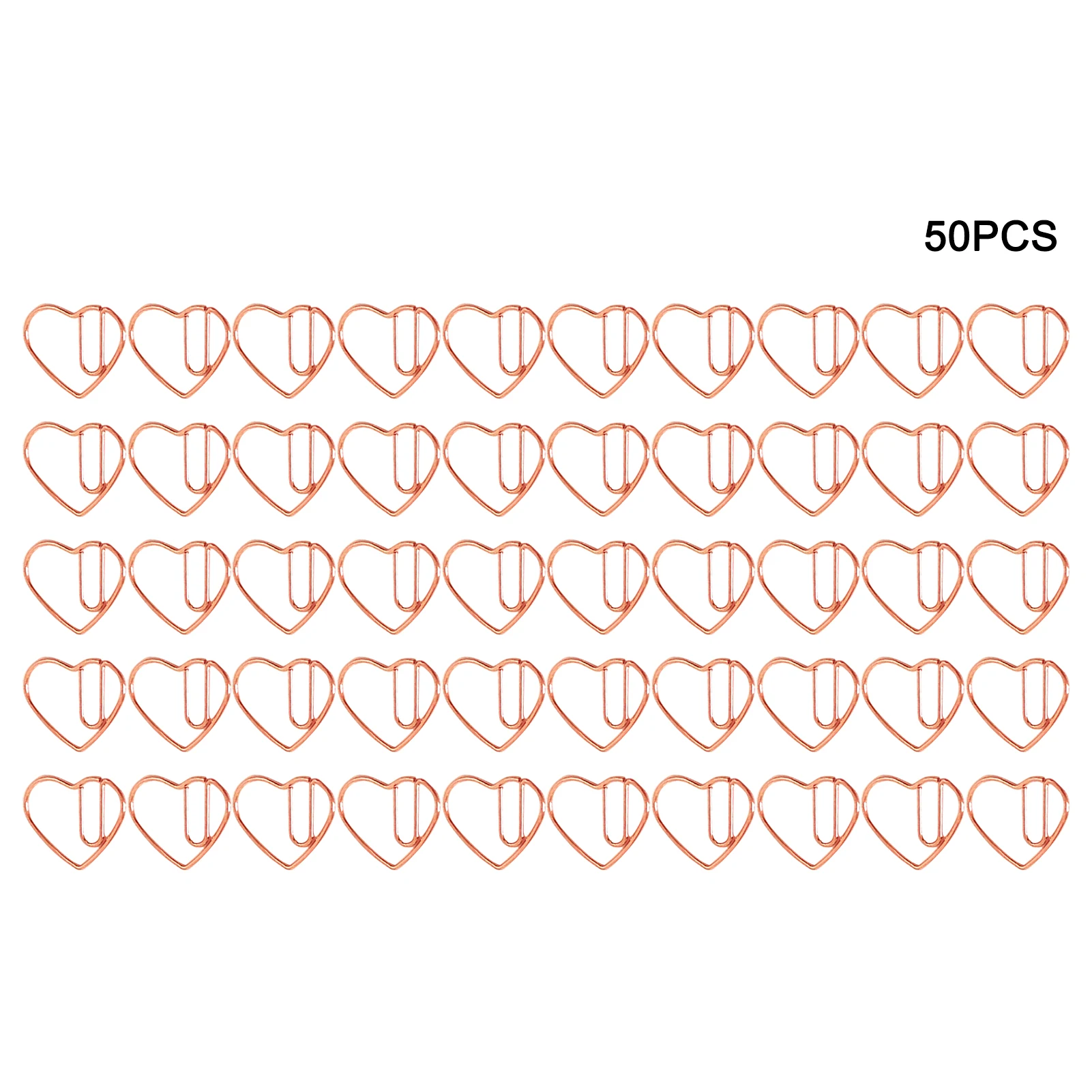 

50pcs Home Office Steel Wire DIY Cute Bookmark Durable Gift Paper Clip Classroom Bill File Binding Supplies Desk Heart Shaped