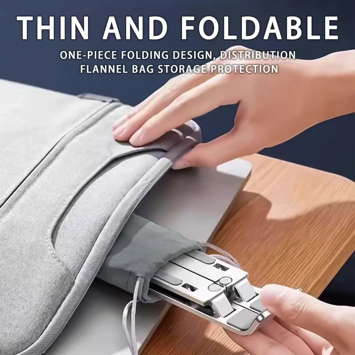 Adjustable Aluminum Laptop Stand - 6-Level Height, Foldable & Portable Design For 8-16” Laptops, Enhanced Ventilation & Heat — view 5