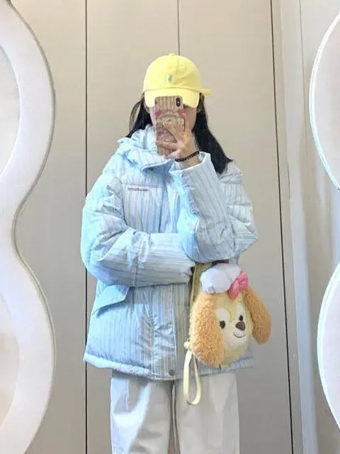 2025 Winter New Hooded Jacket Korean Loose Warm Thick Cotton Coat Women Printing Overcoat Quilted Coat Women Long Parkas Outwear