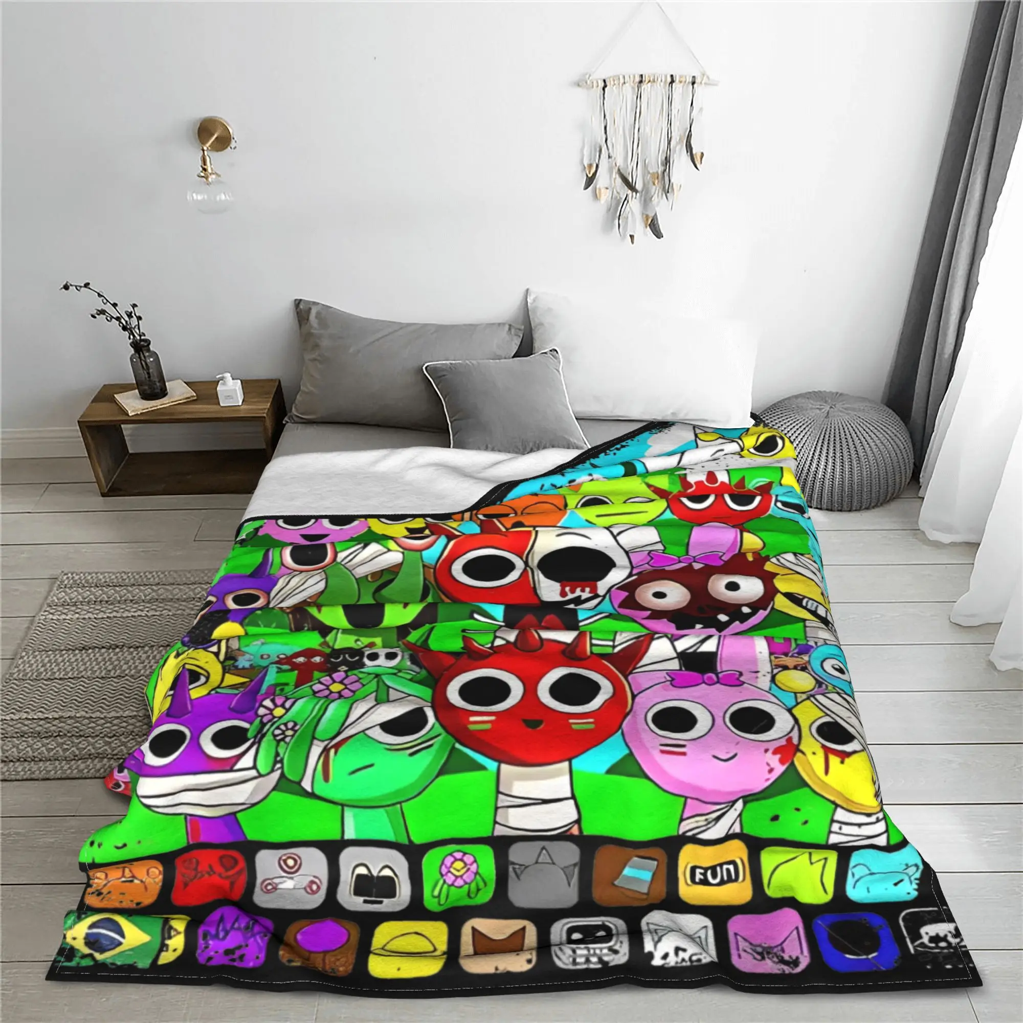 Sprunki Incredibox Music Game Blanket Funny Oren Raddy Wool Throw Blankets Bedspread Printed Soft Warm Breathable Rug Piece 2