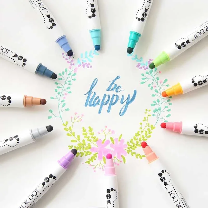 1pc Japan Zig KURETAKE CLEAN COLOR DOT TC-6100 Double Tip DOT Marker Watercolor Pen Student Painted Art Brush Round Stamp washable watercolor pen,watercolor pen
