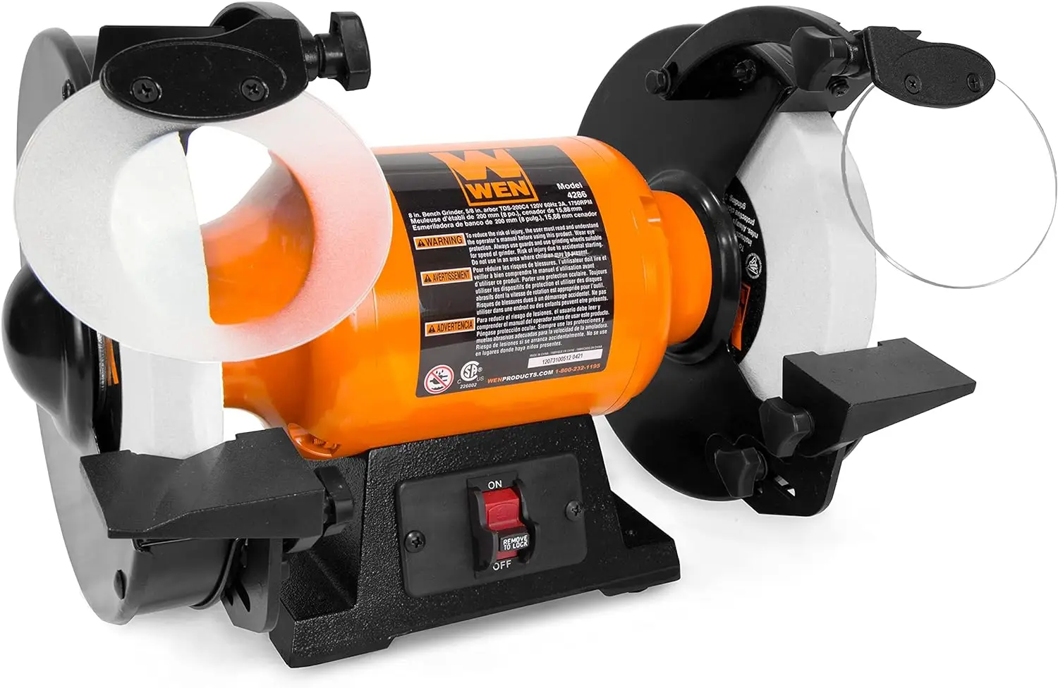 3-Amp 8-Inch Slow Speed Bench Grinder, Orange,black