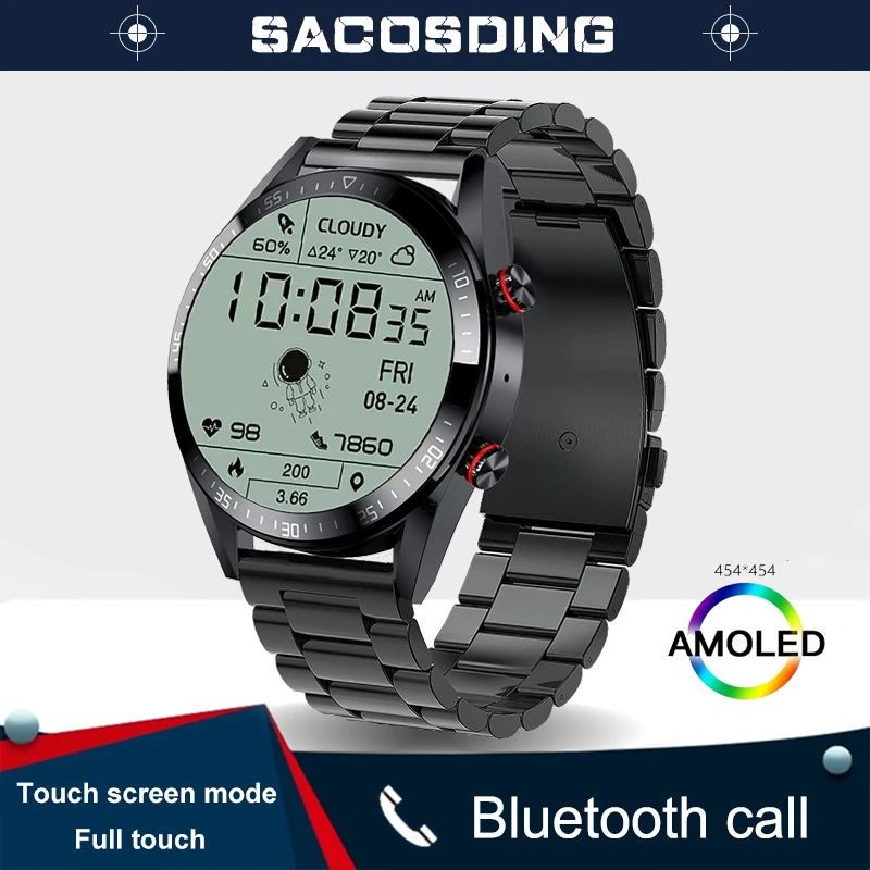 SACOSDING Smart Watch Men 454*454 AMOLED Screen Always Display The Time Bluetooth Call Local Music Smartwatch For Huawei Xiaomi