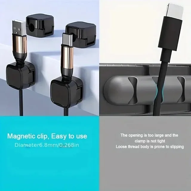 Clip Portacavi Organizer Da Scrivania - 3 Pezzi In Silicone - Gestione Cavi USB E Cuffie Per Casa E Ufficio