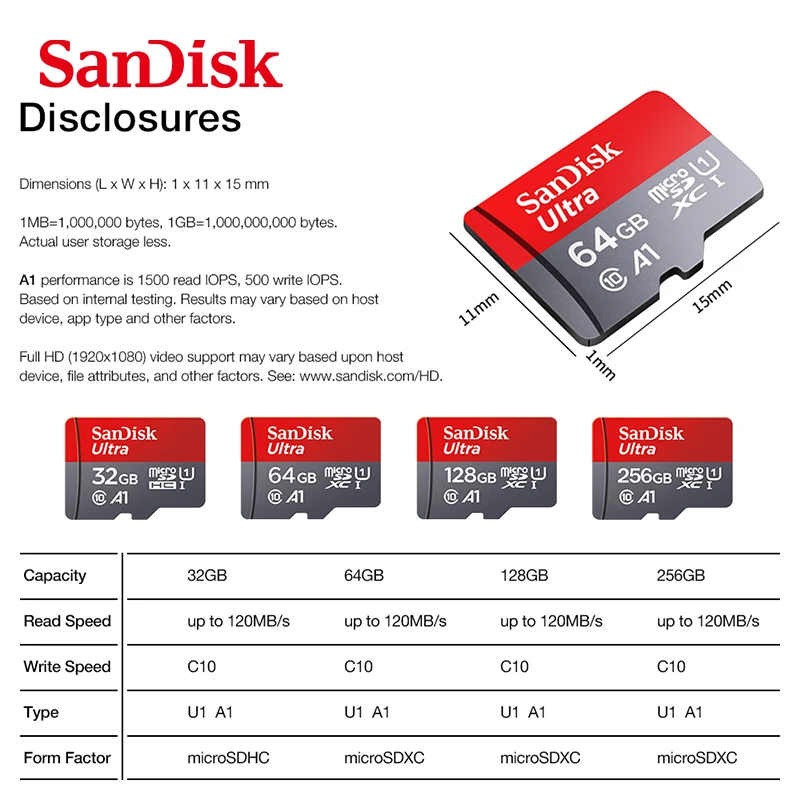 SanDisk ũ SD ī 128 Ⱑ Ʈ 64 Ⱑ Ʈ 32 Ⱑ Ʈ 16 Ⱑ Ʈ microsd 98 / ޸ ī MicroSD/TF ÷ ī A1 ȭ