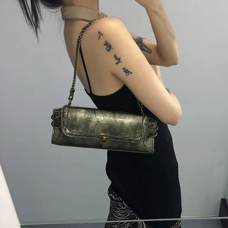 Women's Designer Vintage Shoulder Bags High Quality Luxury Subculture Lock Bronze Gold Square Handbags and Wallets Women's Trave
