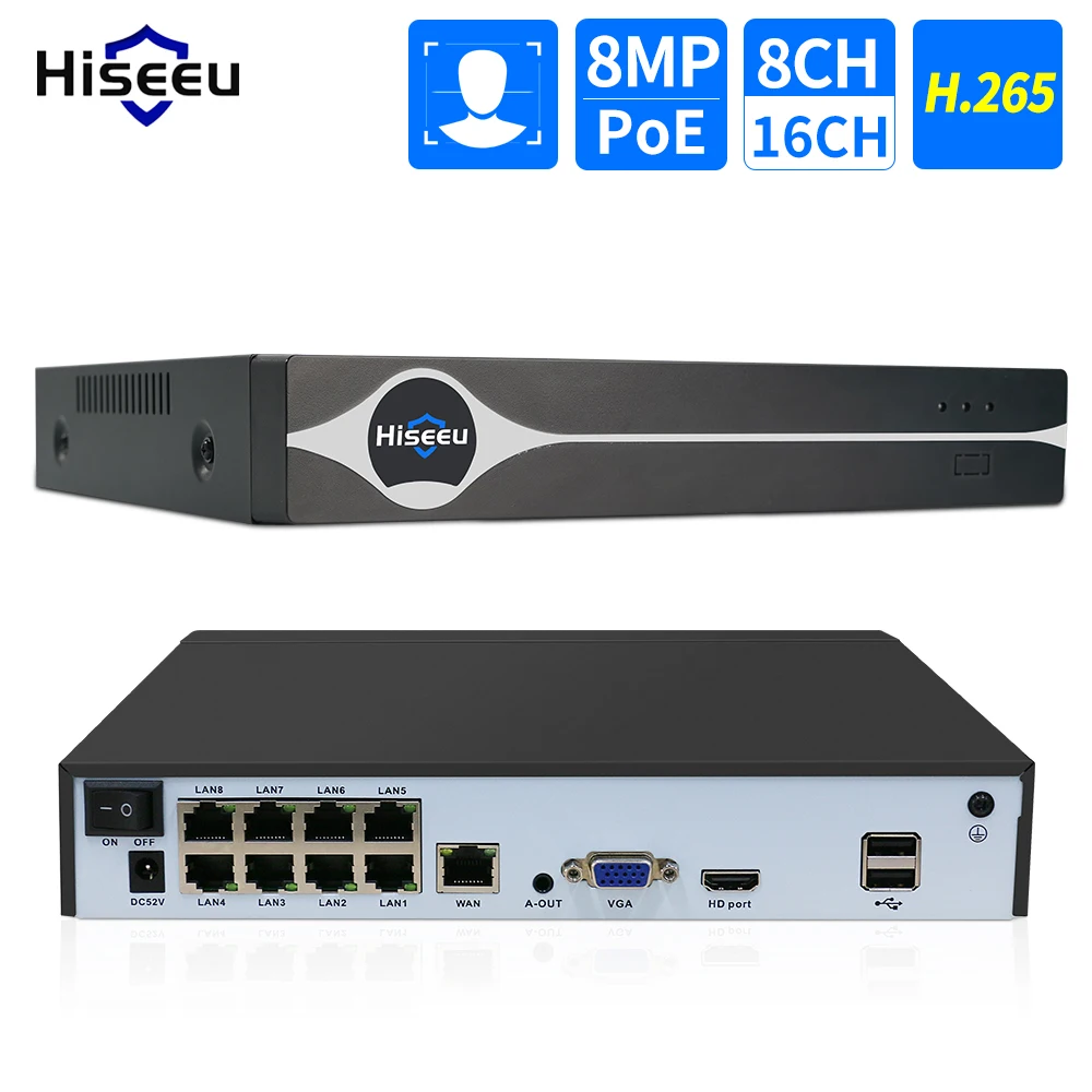 Network Video Recorder Hiseeu 8CH 4K POE NVR