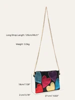 Luxury Design Colorful Metallic PU Leather Clutch Women Fashion Sweet Hearts Pattern Square Handbags Chain Crossbody Girls Purse - Image 6