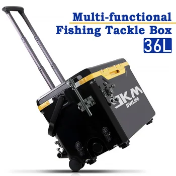 Multifunctional Fishing Tackle Box 36L Fishing Bucket Storage Tackle Box with Liftable Legs and Wheel Fishing Storage Equipment 1