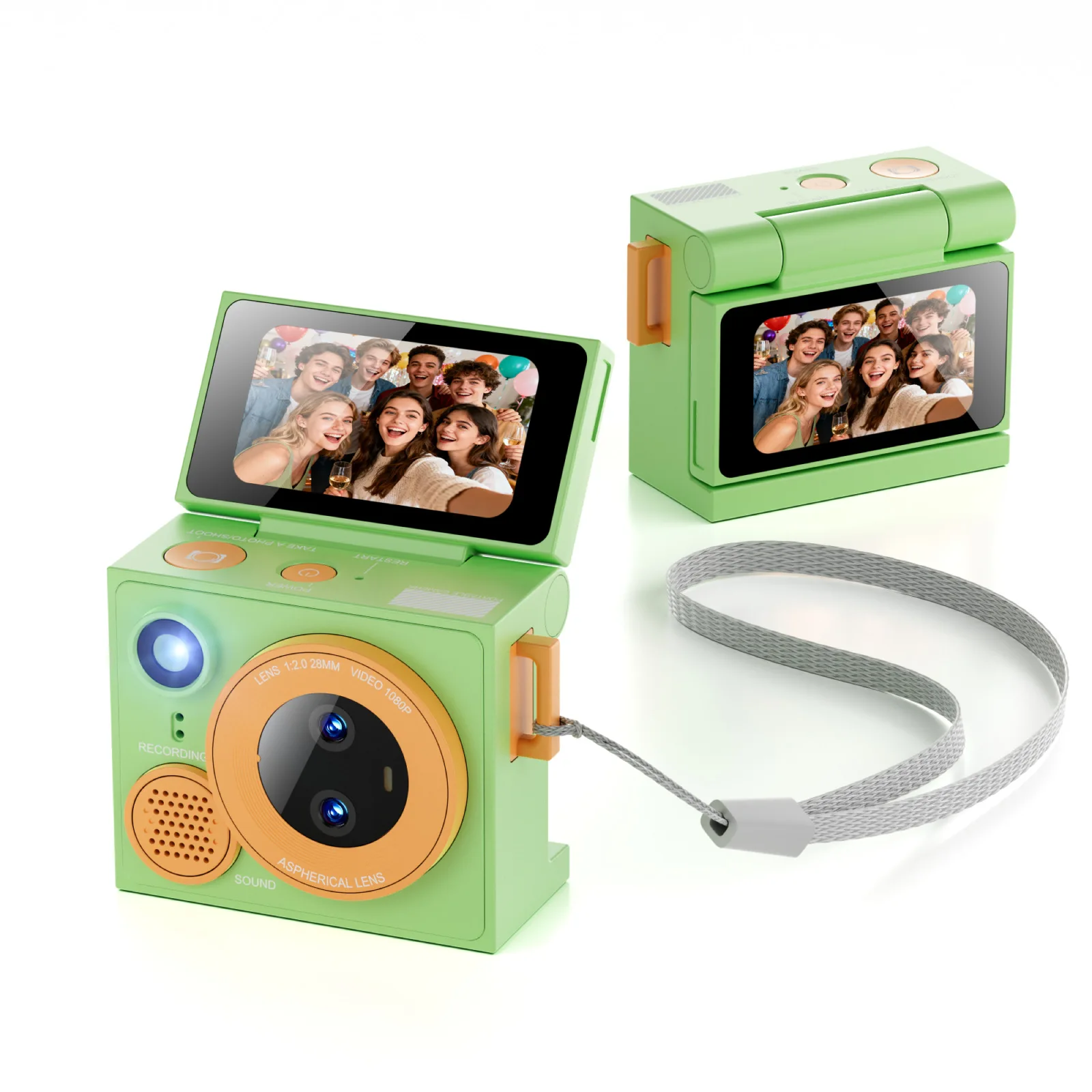 Mini Thumb Camera with 180° Flip-Up Design – Portable and Stylish Keychain Gift with 21 Pastel Color Filters