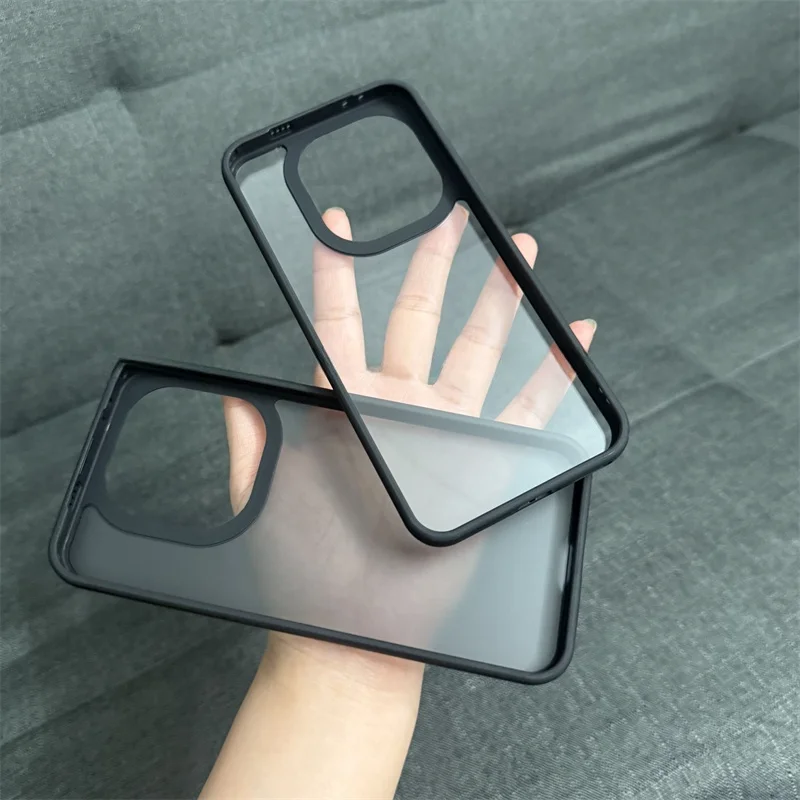 Frosted Transparent Black Edge Shockproof Bumper Case