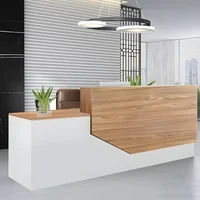 Modern Reception Desk with Counter Lockable Wooden Retail Checkout Counter, Office Receptionist Desk with Drawers Ideal 1