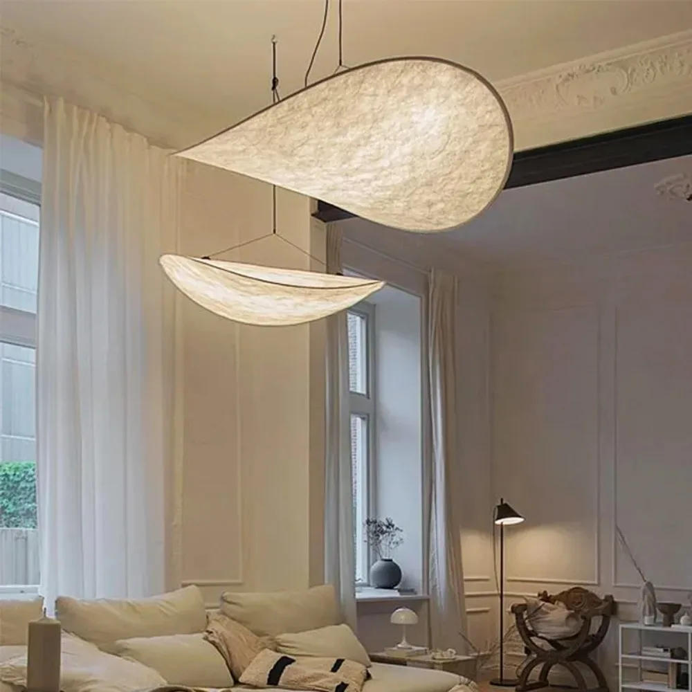 

Hanging Lamp Silk Fabric Tense LED Ceiling Chandelier for Living Room Home Decor Handmade Silk LED Pendant Hanging Lamp