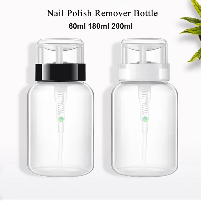 Pump Dispenser 60ml 180ml 200ml Nail Polish Remover Bottle Push Down Empty Lockable Pump Dispenser Bottle for Nail Polish and Makeup Remover