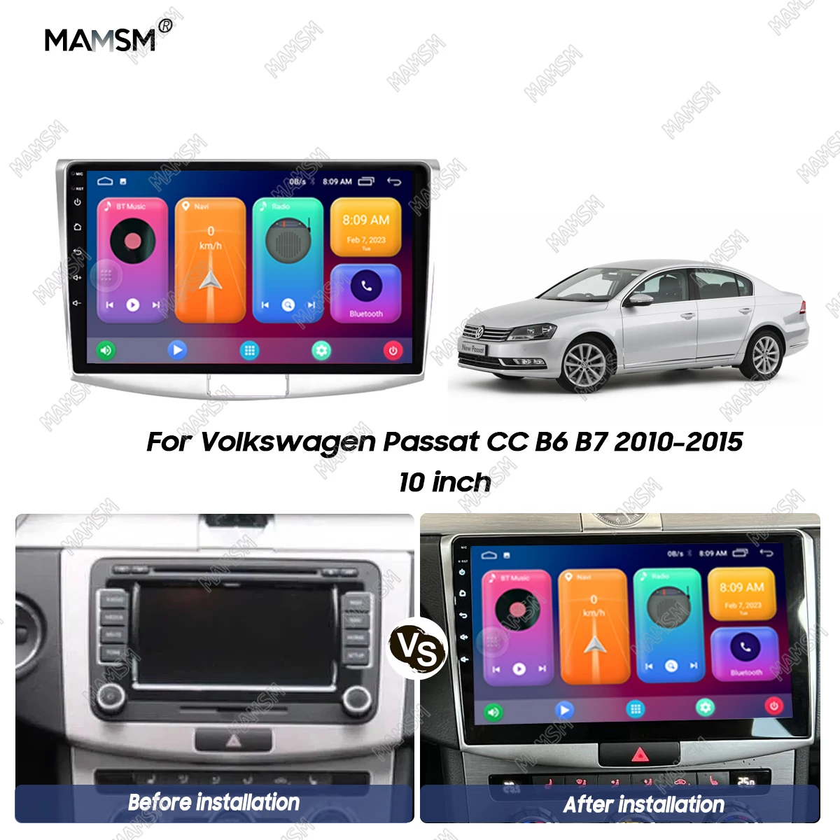 Радиоприемник MAMSM 10 дюймов, подходит для Volkswagen Passat CC B6 B7 2010 2011-2015, стерео DVD-плеер, Установочная панель, аудио рамка, крышка