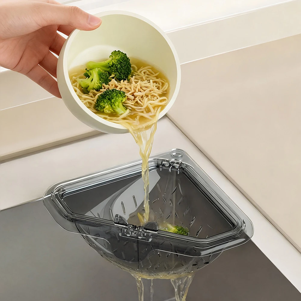 자석식 삼각형 싱크대 거름망 분리형 개폐식 바닥 누수방지 음식물 쓰레기 배수..