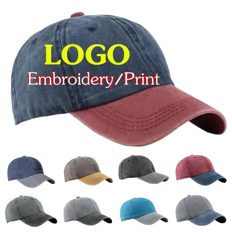 

Adult washed cotton trucker cap Custom hat Men solid soft curved brim sports snapback hats Diy logo patchwork fishing cap gorro