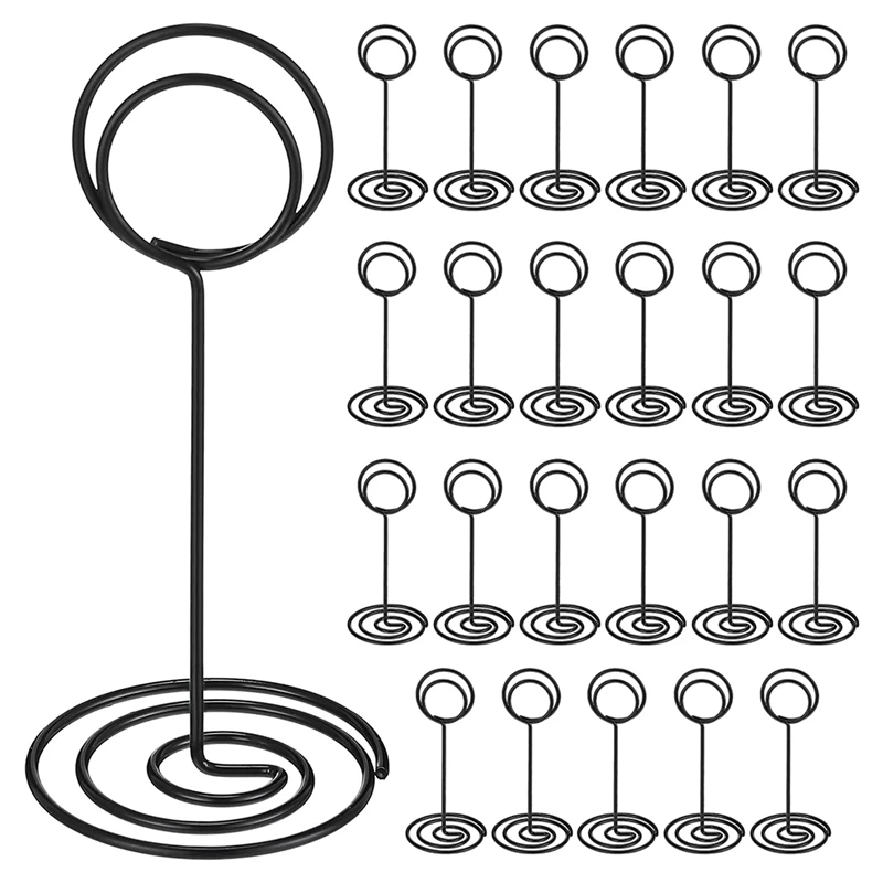 24 Pack Table Number Holder Wedding Table Name Card Holder Clips Picture Memo Note Photo Stand (Black)