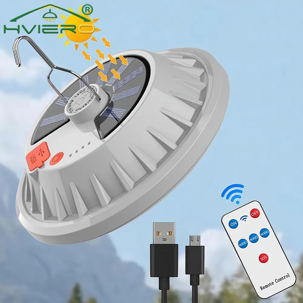 Outdoor Solar LED Portable Lantern Remote Control Lamps Charge Waterproof For Emergency Home Night Market Hang Lights Camping