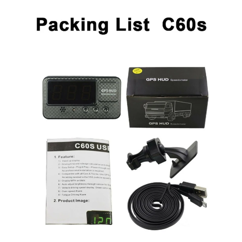 

Auto HUD for Head Up Display GPS Digital Speedometer GPS Navigation Over Speed Warning Alarm Device