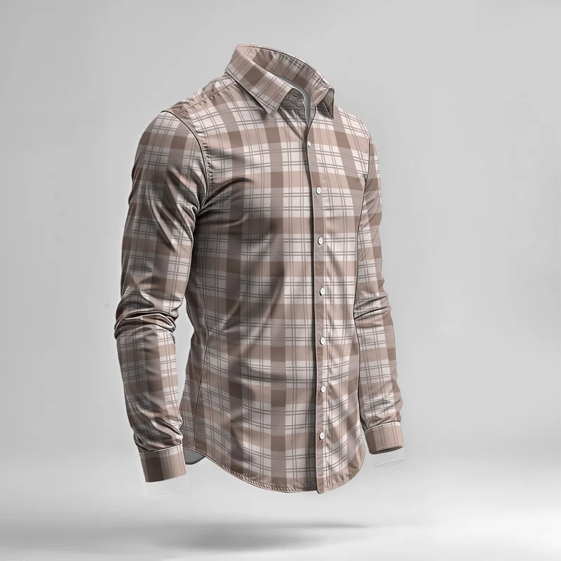 Conjunto de camisa de hombre primavera/verano 2025, estampado de marca, moda, sencillo, de dos piezas, traje de fiesta ligero de lujo para hombre, manga larga, nuevo St_voghion.com