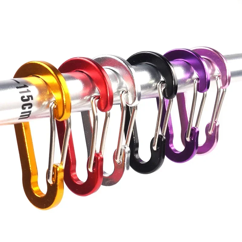 Climbing Carabiner 6pcs Outdoor Camping Multi Tool Mountaineering Buckle Small Carabiner Clips Fishing Climbing Accessory