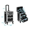 mefeir Aluminum Rolling Makeup Train Case Travel Beauty Luggage Trolley Lockable w/4 Removable Wheels & 2 Sliding Drawers 5