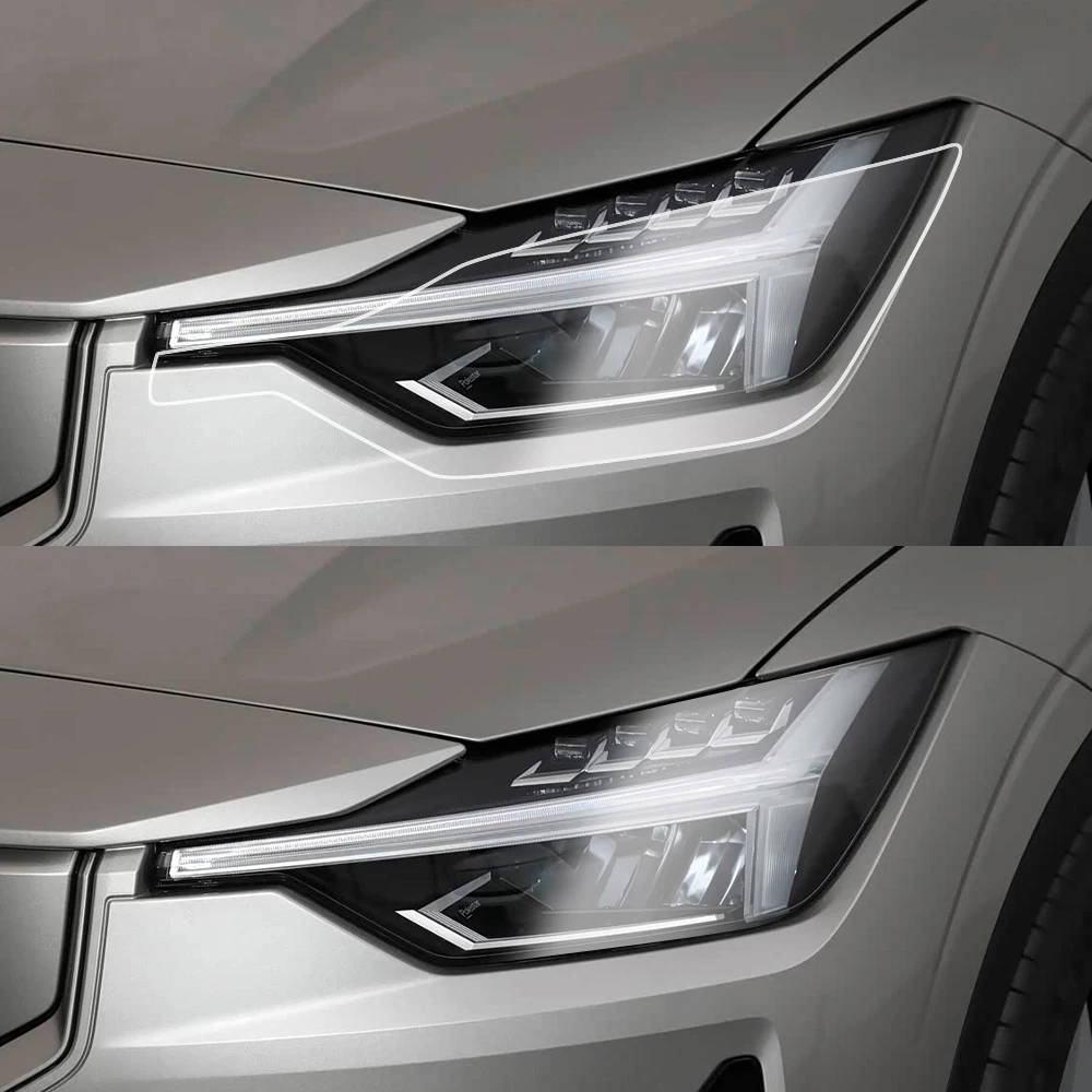 High-Gloss Smoke Black Protective Vinyl Headlight Wrap Kit - Premium Anti-Scratch TPU PPF