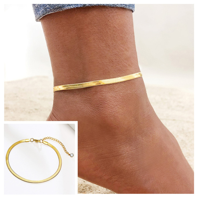 Chain Anklet for Women Girls Adjustable Summer Beach Chain Anklet Bracelet Mother's Day Gifts Stainless Steel Not Allergic