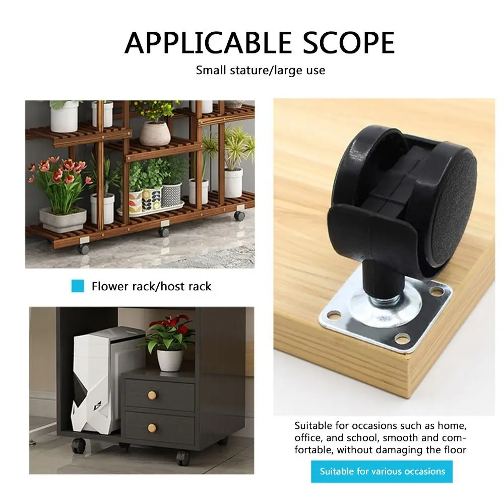 Description Picture 4 of itemDurable Nylon Cart Casters Plastic Silent Swivel Plate Casters Black Replacement Accessories Luggage Wheel Office Computer Chair