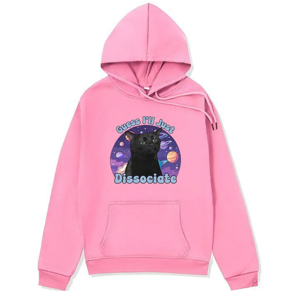 Black Cat Funny Meme Graphic Print Hoodie Male Hip Hop Oversized Sweatshirt Fashion Cute Harajuku Pullover Oversized Streetwear