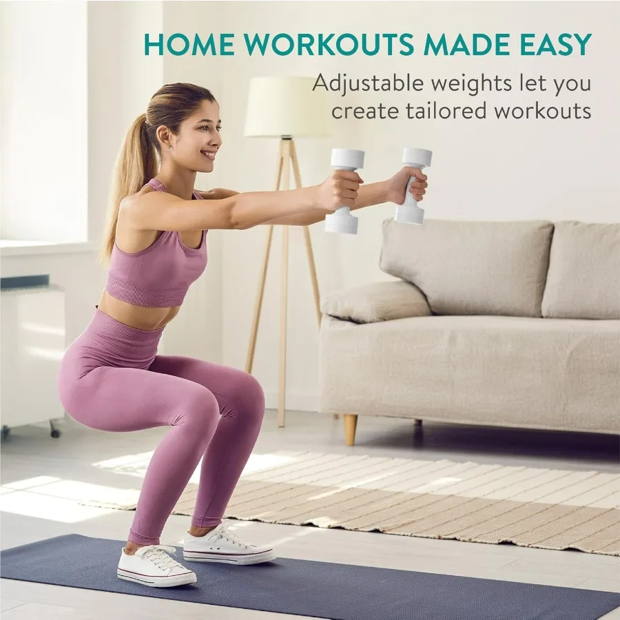 Adjustable Dumbbells Set - Exercise Hand Weights for Women & Men - Compact Free Weight Sets with Non-Slip Grip, Robust ABS Shell