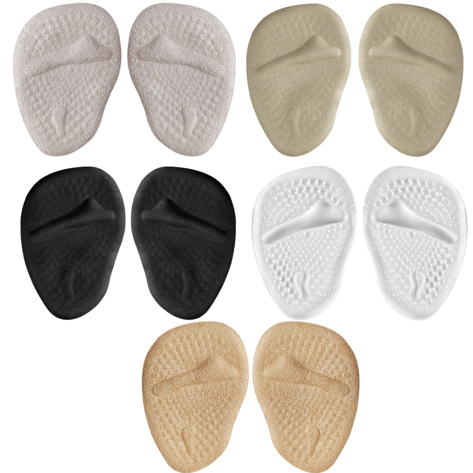 

5pairs Women Anti Slip Soft Gel Shockproof 4D Absorb Sweat Daily Reusable Shoe Filler Forefoot Pad For High Heels Washable
