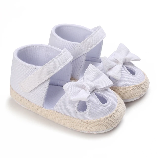 Newborn Toddler Shoes Baby Soft Soled Sandals Lace Soft Soled Shoes Beach Shoes Slippers Non Slip Sandals 0-18M First Walkers C-740 white