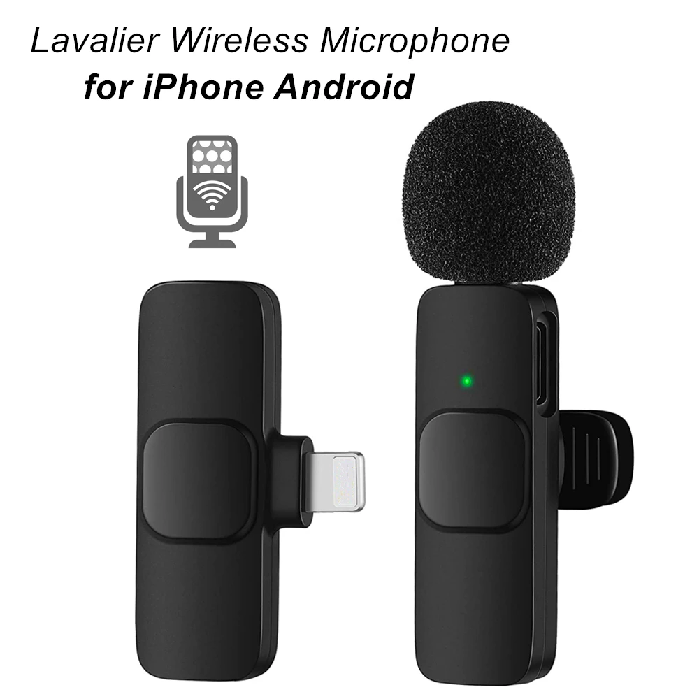 Wireless Lavalier Microphone for iPhone Android Phone Mini Wireless Mic with YouTube Facebook Vlog TikTok