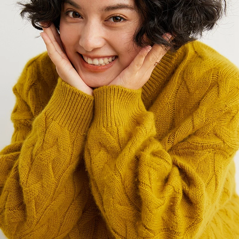 

Spring Autumn Winter 100% Cashmere Sweater Round Collar Knit Pullover Women's High Quality Female Loose Large Size Girls Top