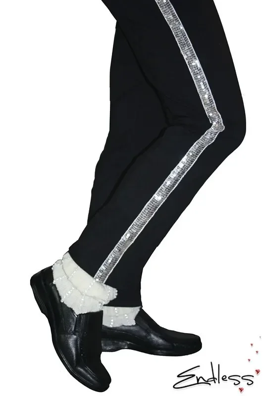 MJ Michael Jackson Black Entertainers Straight Silver trousers pants for fans Billie Jean Performance