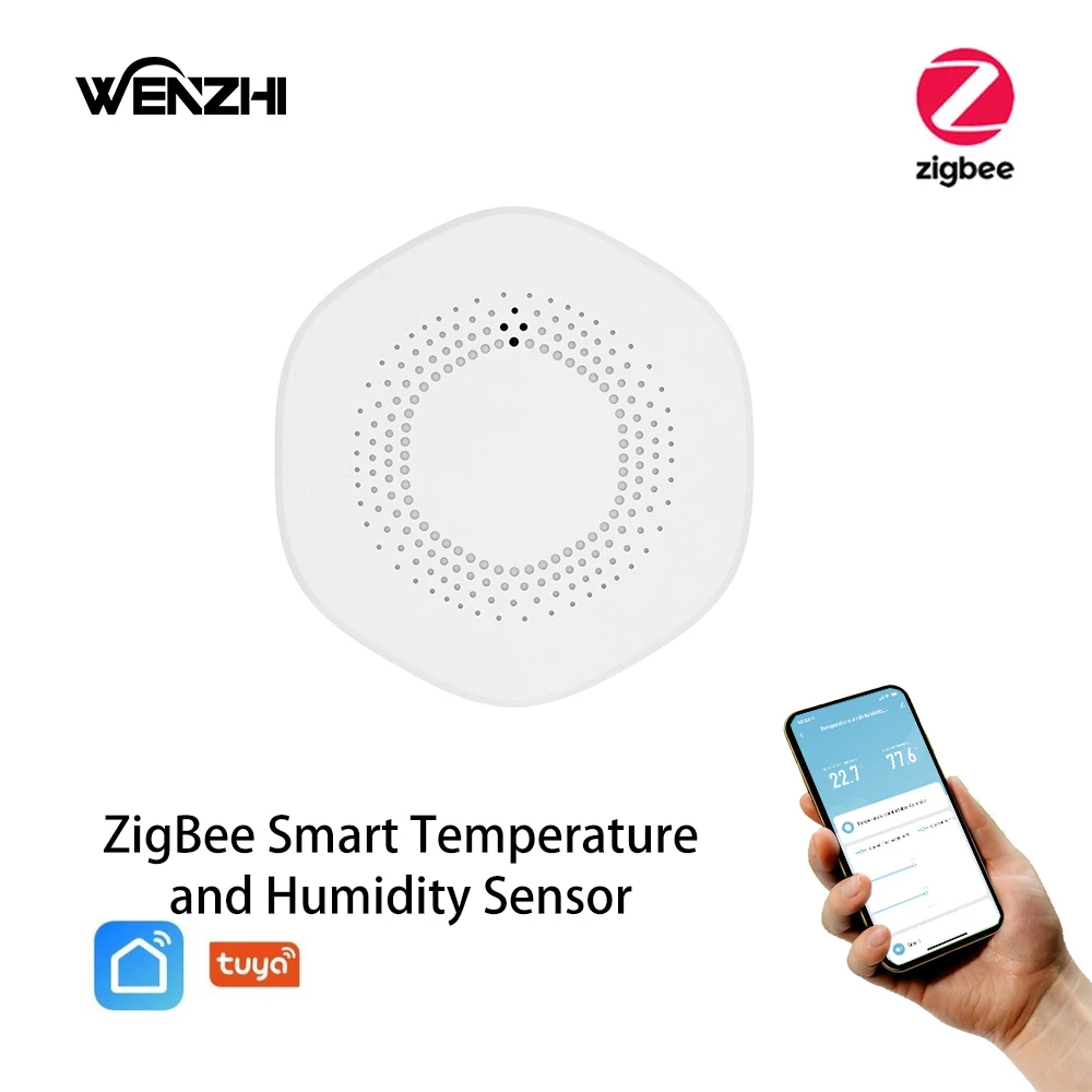 

ZigBee Home Temperature And Humidity Sensor Detector Tuya Smart Life Indoor Hygrometer Electronic Thermometer Battery Powered