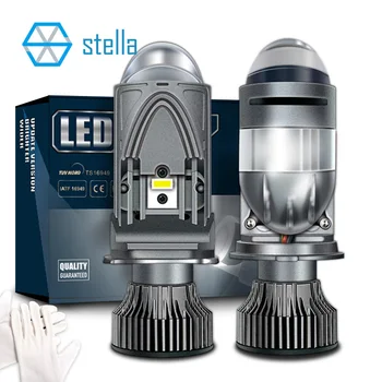 스텔라 더블 렌즈/싱글 렌즈 H4 LED 헤드 라이트 전구 프로젝터 램프, 하이/로우 빔 고출력 110W 18000Lm 하이 빔 2 칩