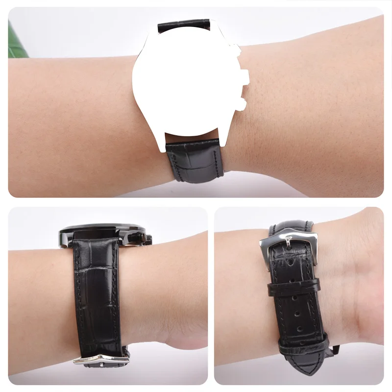 Premium Genuine Leather Bamboo Pattern Watch Strap - Soft, Breathable, Calfskin Replacement Band