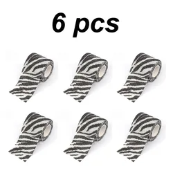 Animal Print Self - Adhesive Tattoo Elastic Bandage - Versatile Sports Wrap Tape for First Aid and Pet Care (6pcs Zebra)