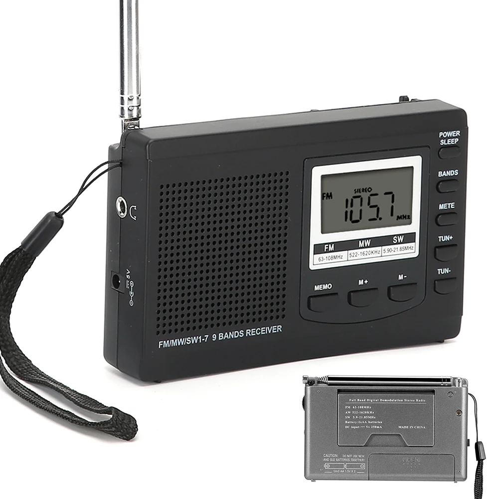Portable Mini Radios FM/MW/SW Receiver with Digital Alarm Clock FM Radio Receiver Radio Portable Radio Stereo Speaker