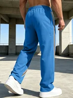 Pantalon long pour homme avec rayures patchwork, pantalon de sport décontracté à jambe droite, style streetwear, pantalon de survêtement ample et respirant à jambe large 6